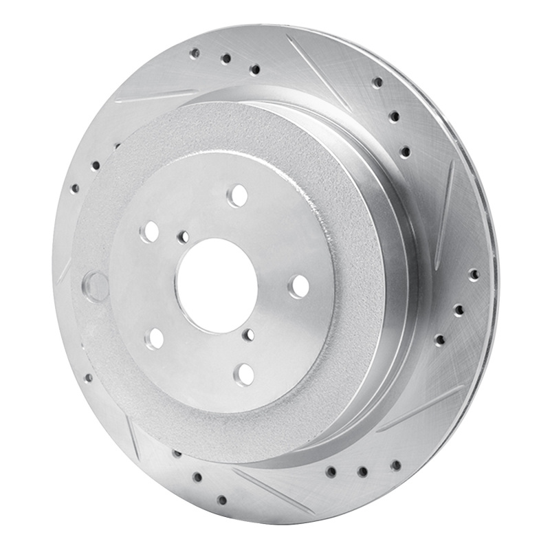 Subaru B9 Tribeca Brake Rotor (1) - Rear Right - R1 Concepts - Drilled & Slotted - Silver - `06-`14
